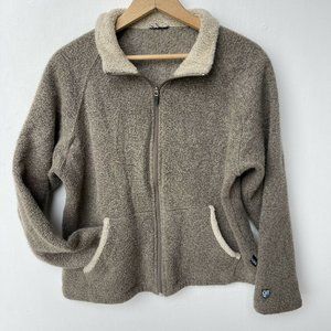 Kuhl Women’s Alpaca Fleece Full Zipper Sweater Jacket Blue White